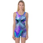 Peacock Crystal Palace Of Dreams, Abstract One Piece Boyleg Swimsuit