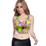Raspberry Lime Mystical Magical Lake, Abstract  Racer Back Crop Top