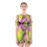 Raspberry Lime Mystical Magical Lake, Abstract  Cutout Shoulder Dress