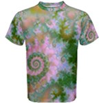 Rose Forest Green, Abstract Swirl Dance Men s Cotton Tee
