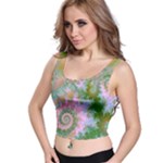 Rose Forest Green, Abstract Swirl Dance Crop Top