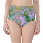 Rose Forest Green, Abstract Swirl Dance High-Waist Bikini Bottoms