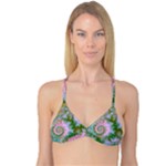 Rose Forest Green, Abstract Swirl Dance Reversible Tri Bikini Top