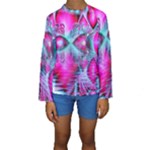 Ruby Red Crystal Palace, Abstract Jewels Kid s Long Sleeve Swimwear