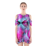 Ruby Red Crystal Palace, Abstract Jewels Cutout Shoulder Dress