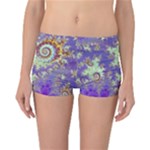 Sea Shell Spiral, Abstract Violet Cyan Stars Reversible Boyleg Bikini Bottoms