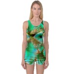 Spring Leaves, Abstract Crystal Flower Garden One Piece Boyleg Swimsuit