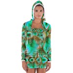 Spring Leaves, Abstract Crystal Flower Garden Women s Long Sleeve Hooded T-shirt