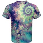 Violet Teal Sea Shells, Abstract Underwater Forest (purple Sea Horse, Abstract Ocean Waves  Men s Cotton Tee
