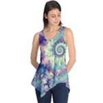 Violet Teal Sea Shells, Abstract Underwater Forest (purple Sea Horse, Abstract Ocean Waves  Sleeveless Tunic