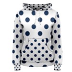 Polka Dots - Oxford Blue on White Women s Pullover Hoodie