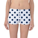 Polka Dots - Oxford Blue on White Reversible Boyleg Bikini Bottoms