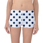 Polka Dots - Oxford Blue on White Boyleg Bikini Bottoms