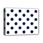 Polka Dots - Oxford Blue on White Deluxe Canvas 16  x 12  (Stretched)