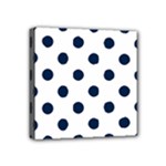 Polka Dots - Oxford Blue on White Mini Canvas 4  x 4  (Stretched)