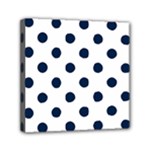 Polka Dots - Oxford Blue on White Mini Canvas 6  x 6  (Stretched)
