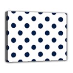 Polka Dots - Oxford Blue on White Canvas 14  x 11  (Stretched)