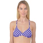 Polka Dots - White on Ube Violet Reversible Tri Bikini Top