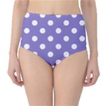 Polka Dots - White on Ube Violet High-Waist Bikini Bottoms