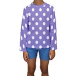 Polka Dots - White on Ube Violet Kid s Long Sleeve Swimwear