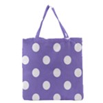 Polka Dots - White on Ube Violet Grocery Tote Bag