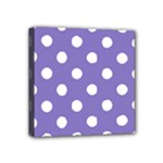 Polka Dots - White on Ube Violet Mini Canvas 4  x 4  (Stretched)