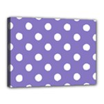 Polka Dots - White on Ube Violet Canvas 16  x 12  (Stretched)