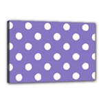 Polka Dots - White on Ube Violet Canvas 18  x 12  (Stretched)