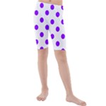 Polka Dots - Violet on White Kid s Mid Length Swim Shorts