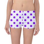 Polka Dots - Violet on White Reversible Boyleg Bikini Bottoms