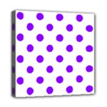 Polka Dots - Violet on White Mini Canvas 8  x 8  (Stretched)