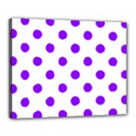Polka Dots - Violet on White Canvas 20  x 16  (Stretched)
