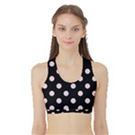 Polka Dots - Pale Pink on Black Women s Reversible Sports Bra with Border