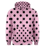Polka Dots - Black on Cotton Candy Pink Men s Zipper Hoodie