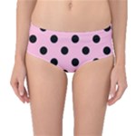 Polka Dots - Black on Cotton Candy Pink Mid-Waist Bikini Bottoms