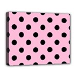 Polka Dots - Black on Cotton Candy Pink Deluxe Canvas 20  x 16  (Stretched)