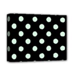 Polka Dots - Pastel Green on Black Deluxe Canvas 14  x 11  (Stretched)