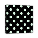 Polka Dots - Pastel Green on Black Mini Canvas 6  x 6  (Stretched)