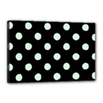 Polka Dots - Pastel Green on Black Canvas 18  x 12  (Stretched)