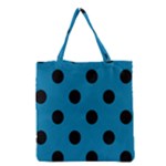 Polka Dots - Black on Cerulean Grocery Tote Bag