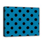 Polka Dots - Black on Cerulean Deluxe Canvas 20  x 16  (Stretched)
