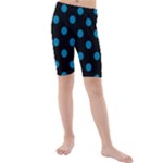 Polka Dots - Cerulean on Black Kid s Mid Length Swim Shorts