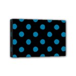 Polka Dots - Cerulean on Black Mini Canvas 6  x 4  (Stretched)