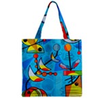 Happy day - blue Zipper Grocery Tote Bag