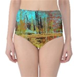 Autumn Landscape Impressionistic Design High-Waist Bikini Bottoms