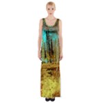 Autumn Landscape Impressionistic Design Maxi Thigh Split Dress