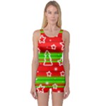 Christmas pattern One Piece Boyleg Swimsuit
