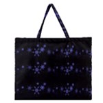 Xmas elegant blue snowflakes Zipper Large Tote Bag