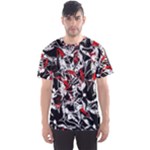 Red abstract flowers Men s Sport Mesh Tee