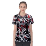 Red abstract flowers Women s Sport Mesh Tee